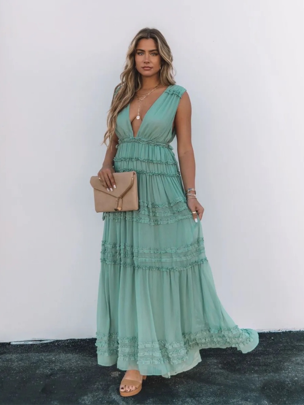 VICI Dance On Air Ruffle Tiered Maxi Dress